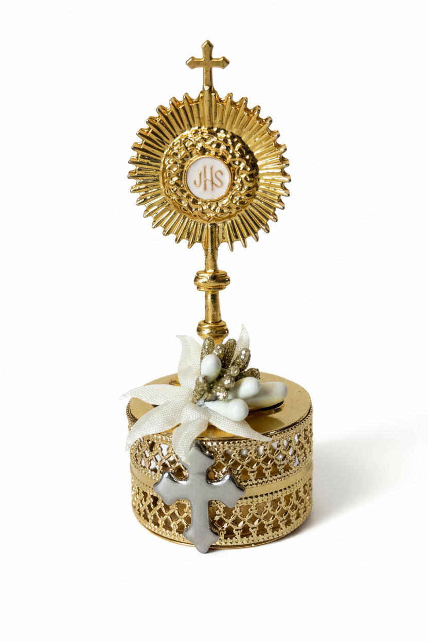 Gold JHS Monstrance Box - Angled Clean
