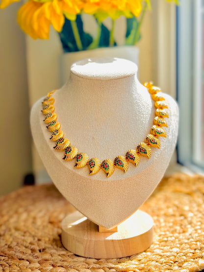 Gold Leaf Multicolour Crystal Necklace