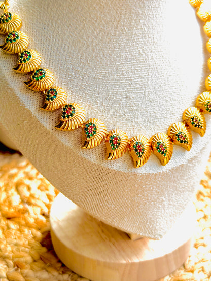 Gold Leaf Multicolour Crystal Necklace
