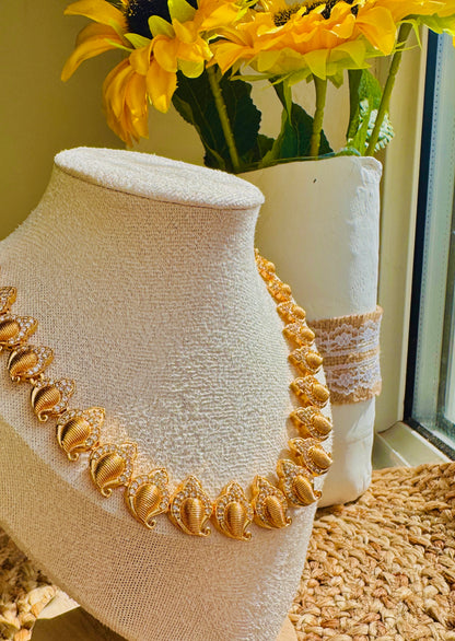 Gold Leaf Crystal Statement Necklace