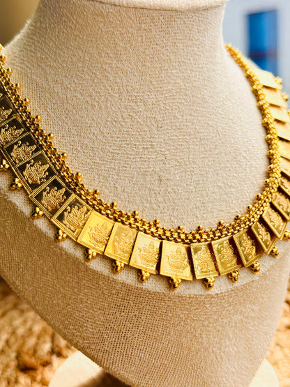 Temple Lakshmi Gold Tablet Statement Necklace