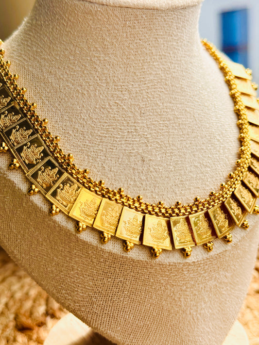 Temple Lakshmi Gold Tablet Statement Necklace