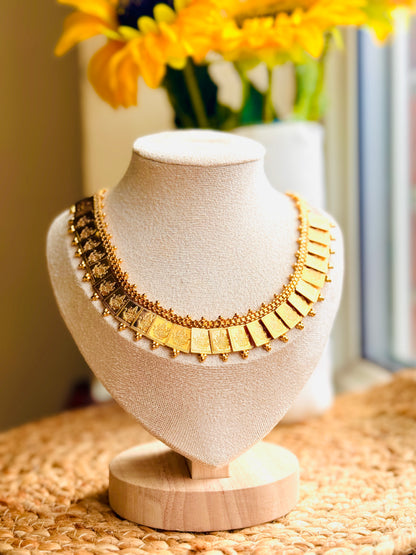Temple Lakshmi Gold Tablet Statement Necklace