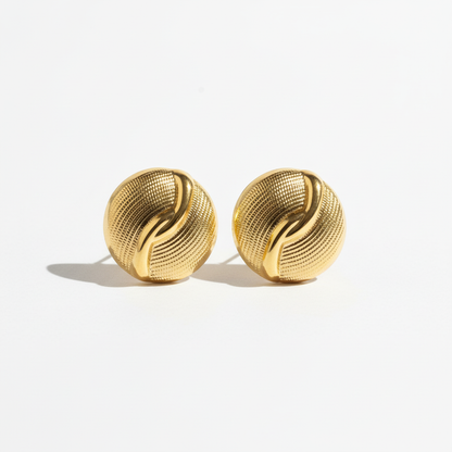 Clean White - Gold Dome Ribbed Swirl Studs