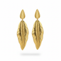 Clean White - Gold Feather Leaf Drop Earrings