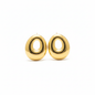 Clean White - Gold Open Oval Hoop Studs Bright