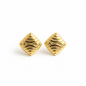Clean White - Gold Wave Square Stud Earrings