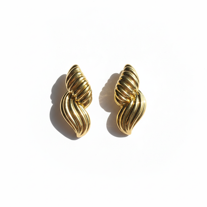 Clean White - Twisted Ribbed Drops Richer Gold