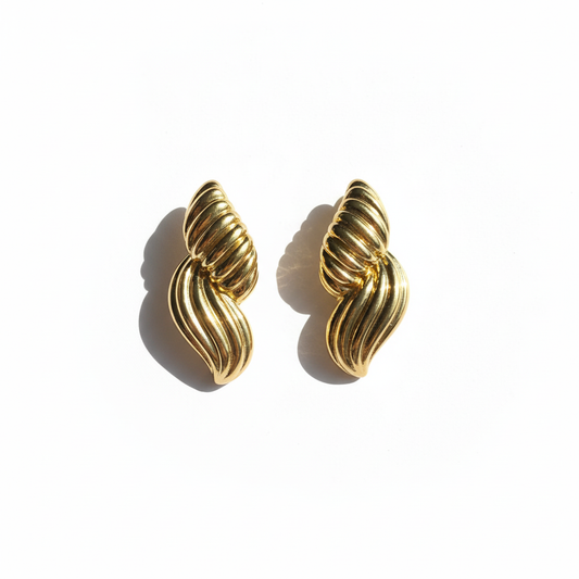 Clean White - Twisted Ribbed Drops Richer Gold