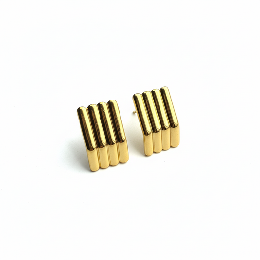 Gold Ribbed Earrings Product Shot