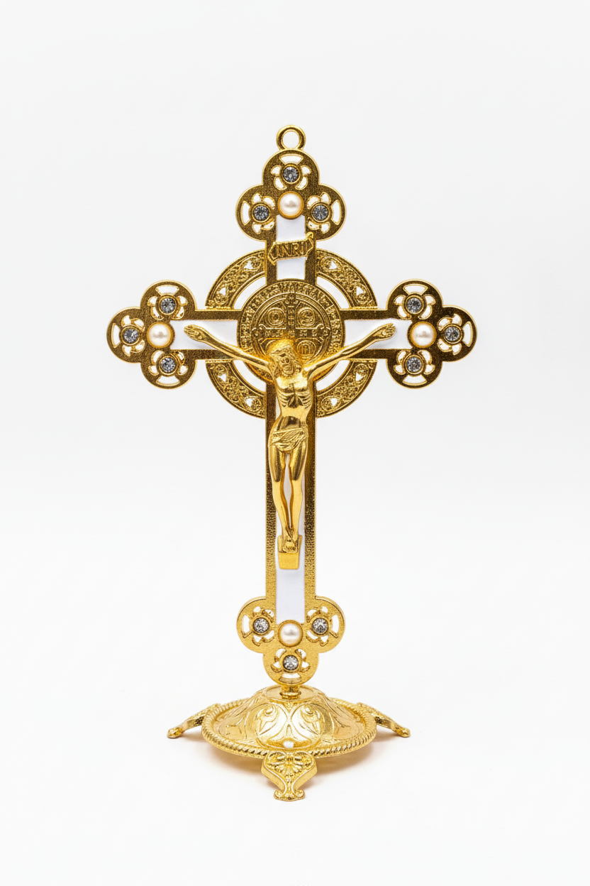 Gold Saint Benedict Crucifix - Front