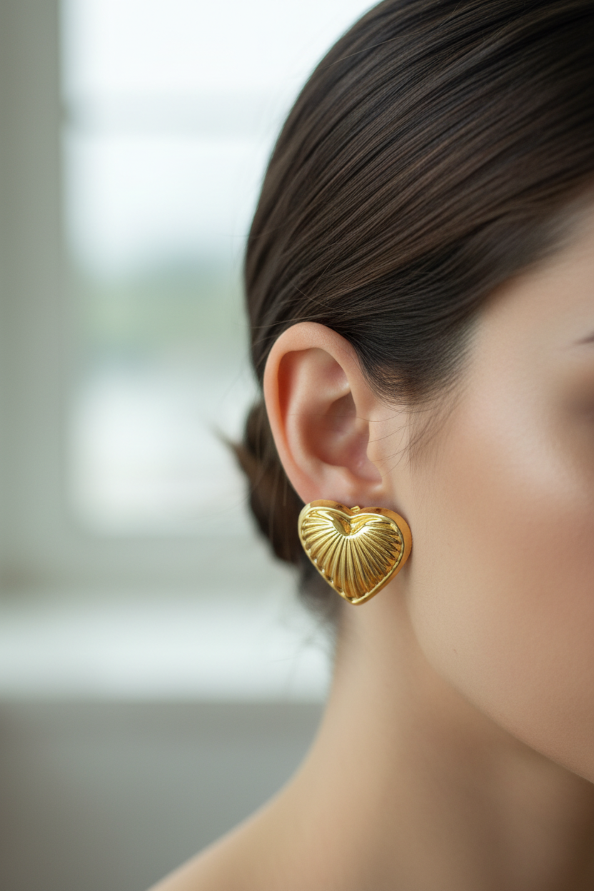 Lifestyle - Ribbed Heart Studs