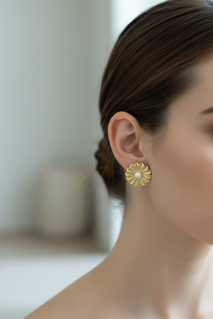 Lifestyle Shot - Pearl Daisy Earrings