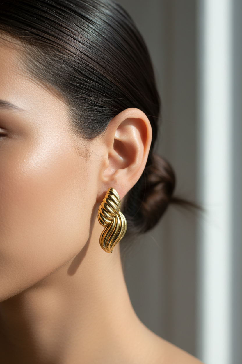 Lifestyle - Twisted Ribbed Drops Richer Gold