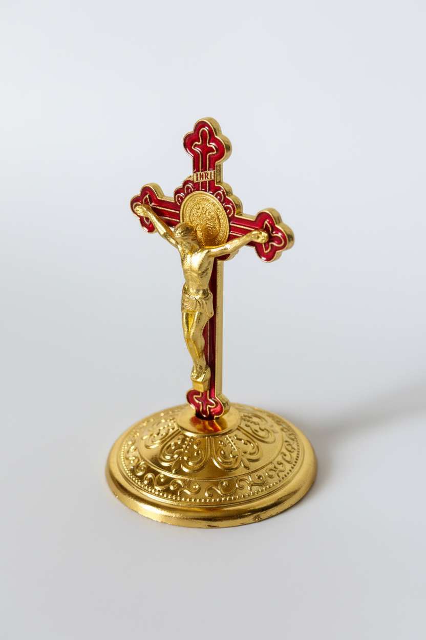 Red Enamel Crucifix - Angled