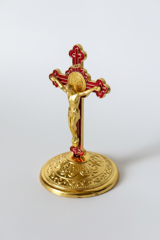 Red Enamel Crucifix - Angled
