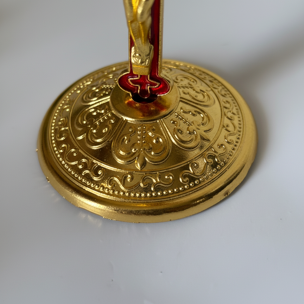 Red Enamel Crucifix - Base Close-up