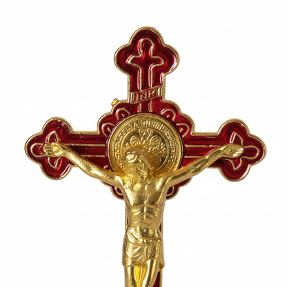 Red Enamel Crucifix - Centre Close-up