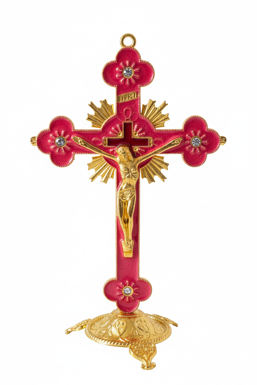 Red Enamel Crucifix - Front
