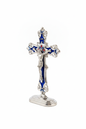 Silver Blue Enamel Crucifix - Angled