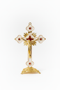 White Enamel Gold Crucifix - Front